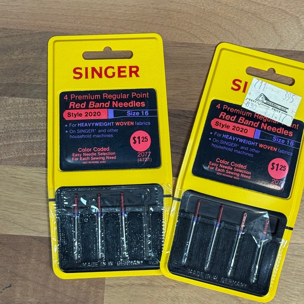 Singer Style 2020 Red Band Needles Size 16 Heavyweight Woven 2 Packs 8 Needles